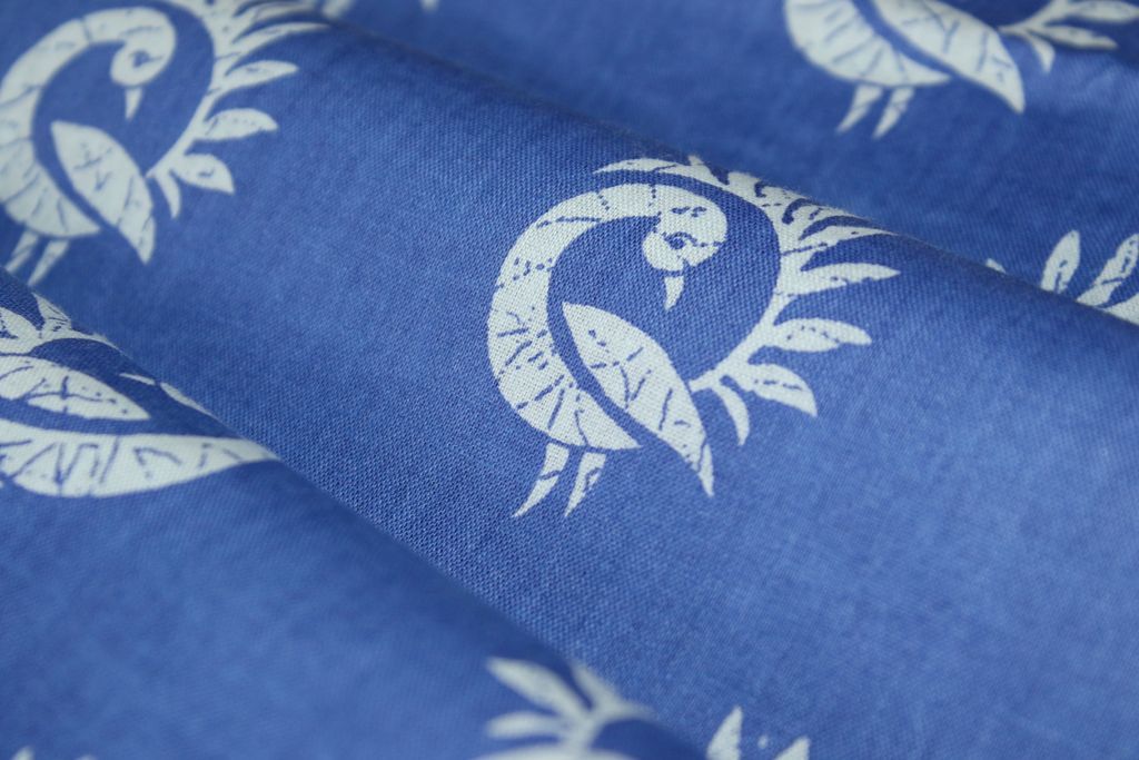 Precuts of Blue Peacock Print Pure Cotton Fabric