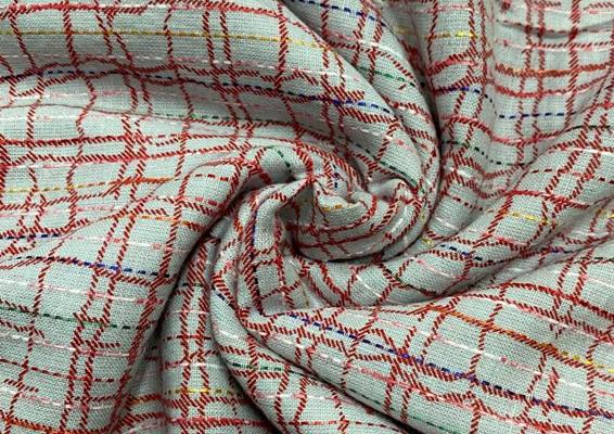 Green Red Checks Printed Cotton Fabric