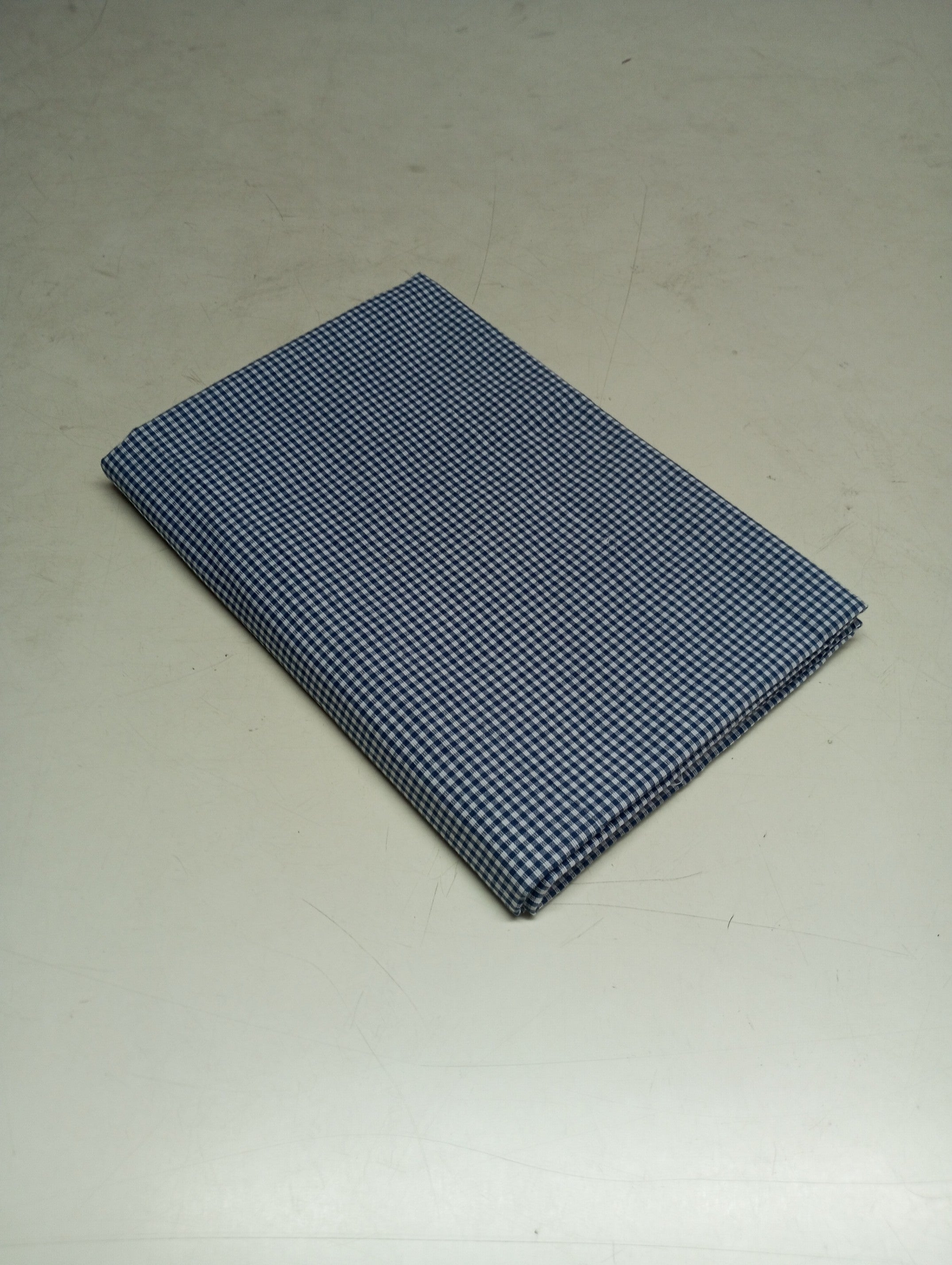 Dark Blue Gingham Check Yarn Dyed Cotton Fabric