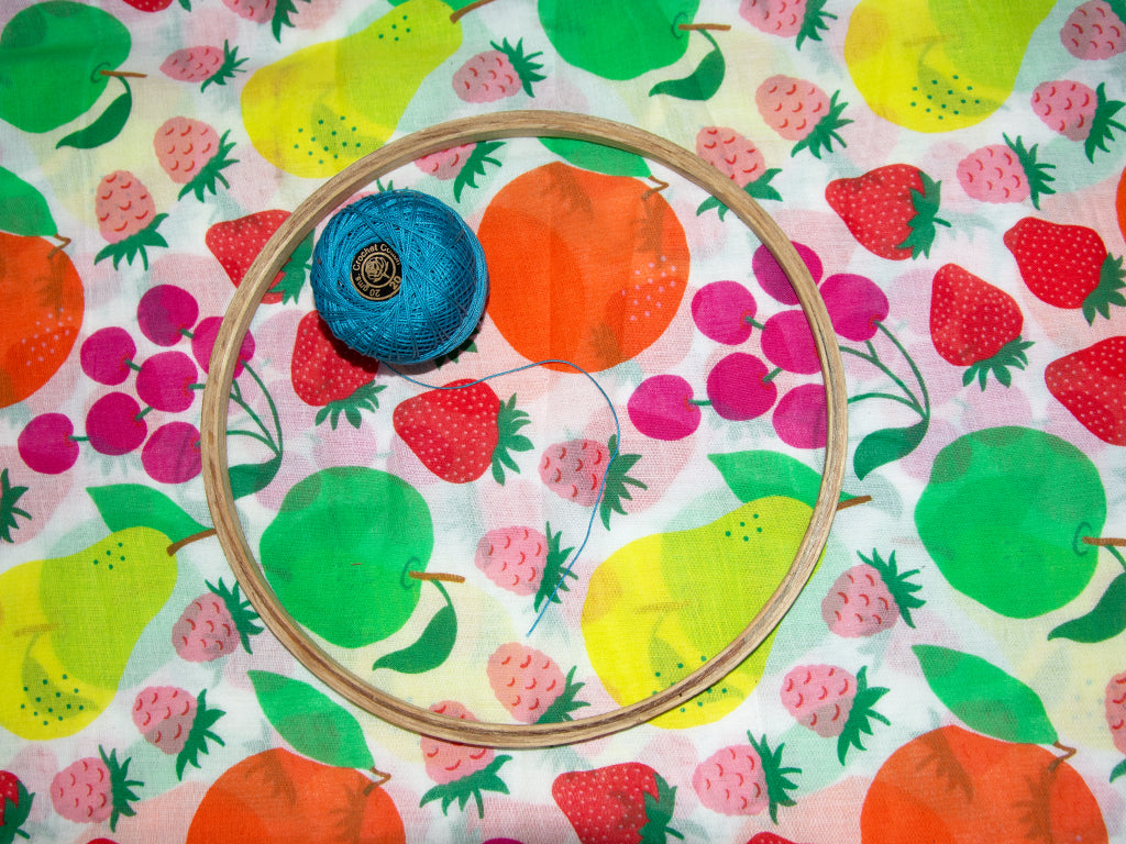 White Fruit Quirky Cotton Poplin Fabric