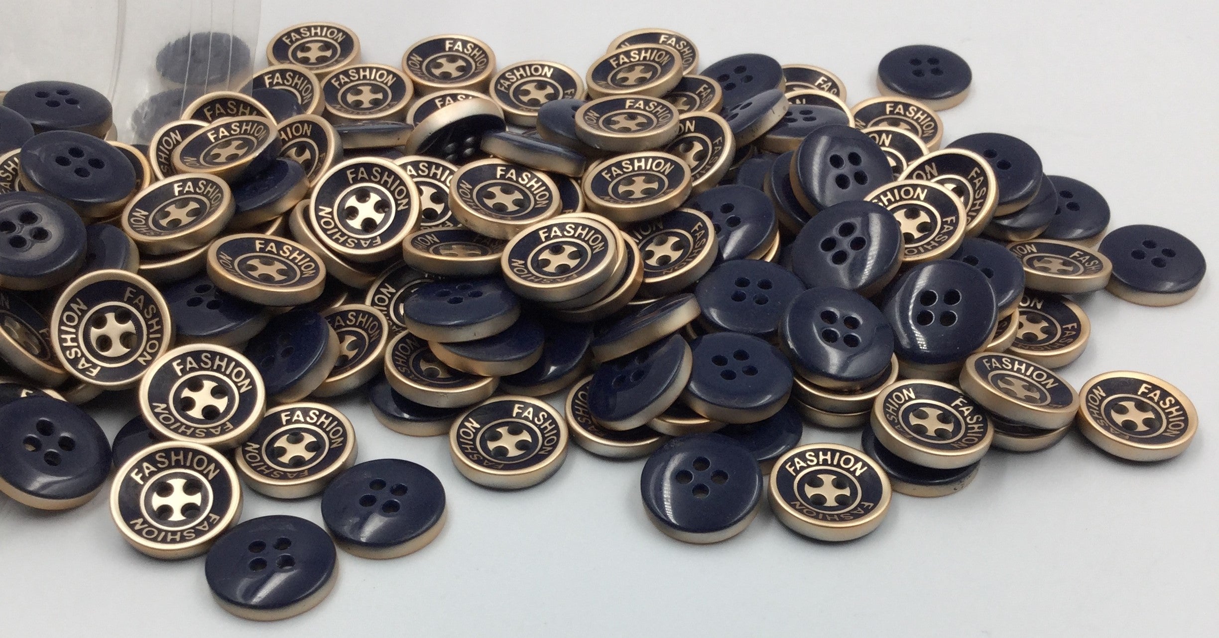 Navy Blue & Golden Plastic Circular Button