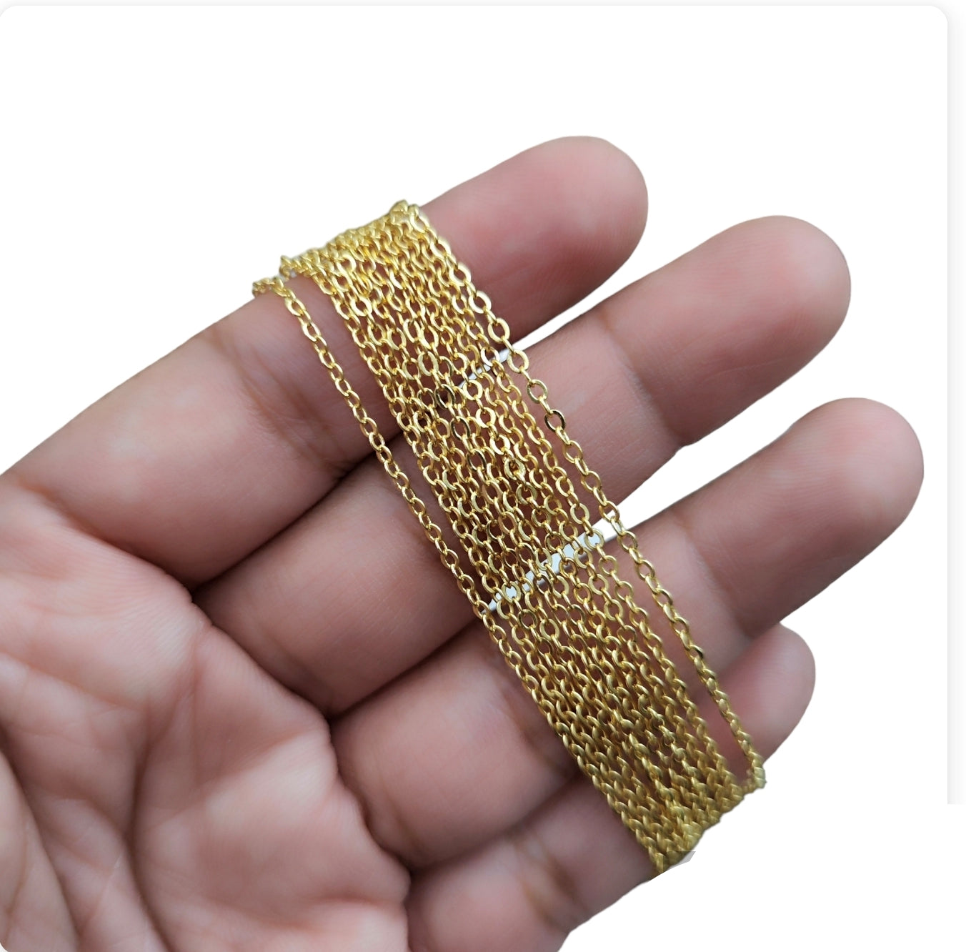 Golden Color Anti Tarnish 1 mm Unfinished Cut Brass Chain