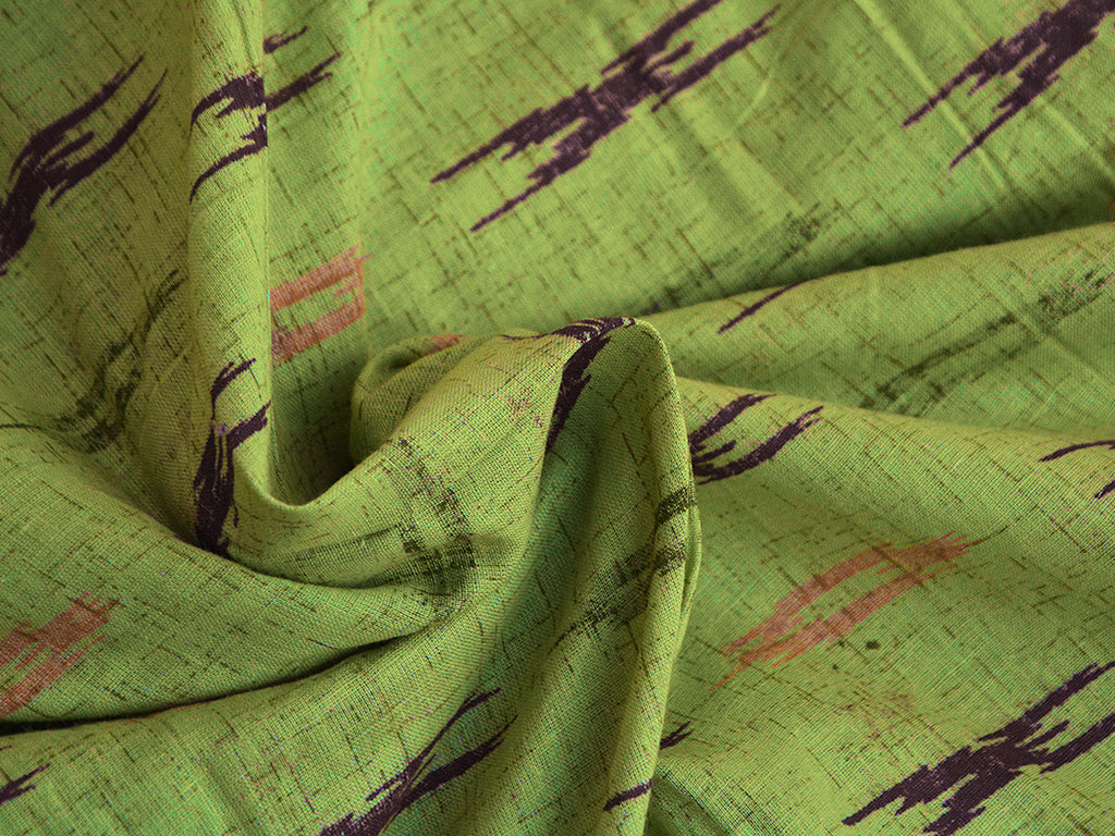 Mehndi Green Motifs Pure Cotton Fabric