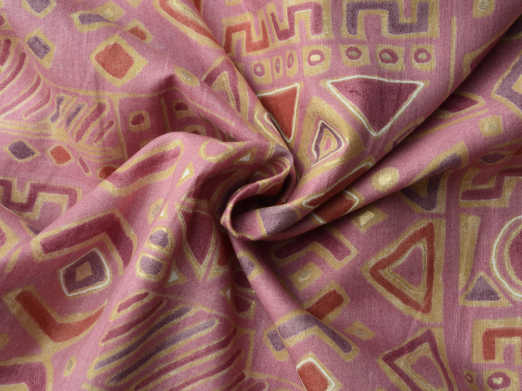 Precuts of Peach Traditional Pure Mul Mul Cotton Fabric