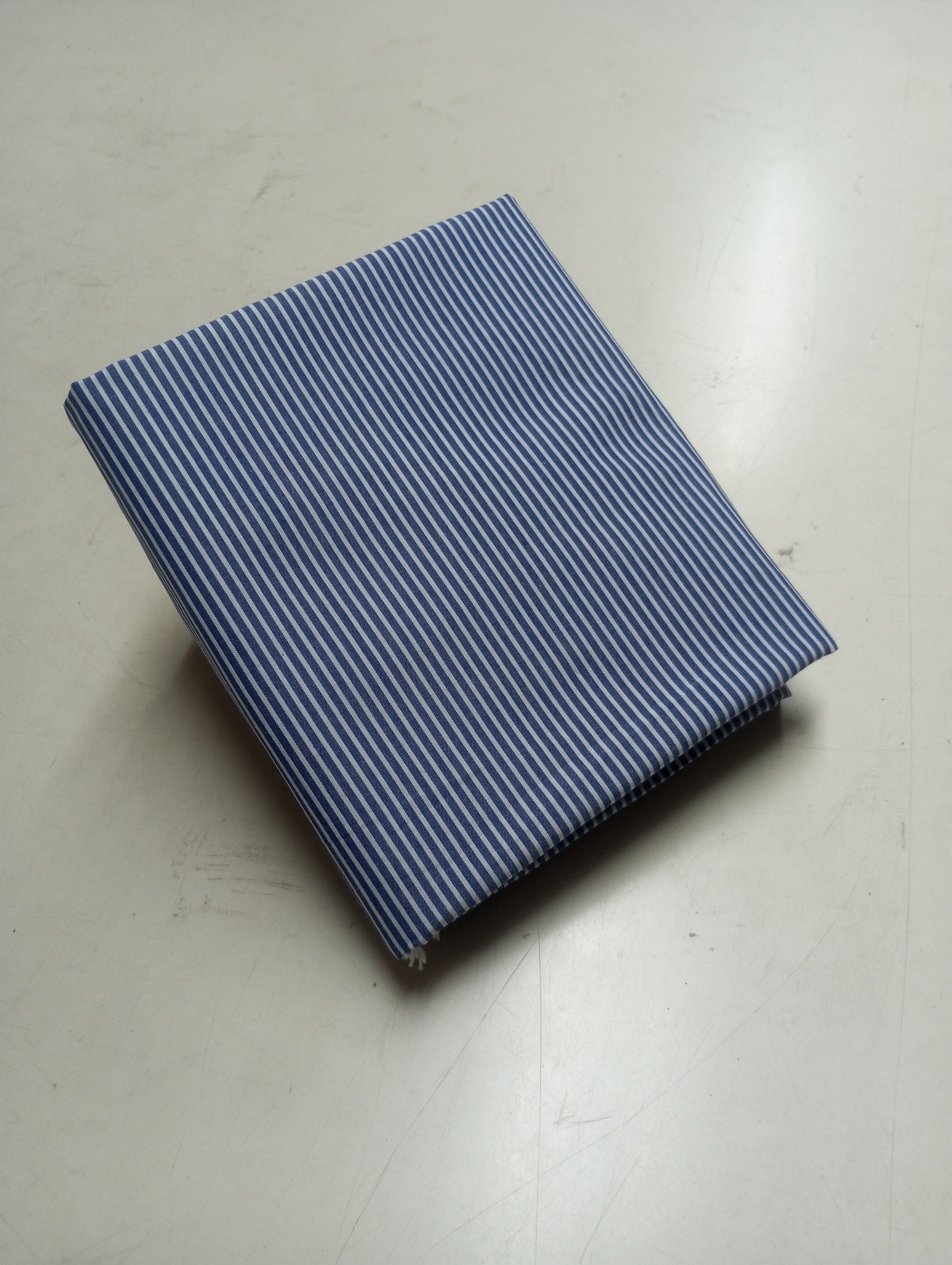 Navy Blue Stripes Plain Weave Yarn Dyed Cotton Fabric