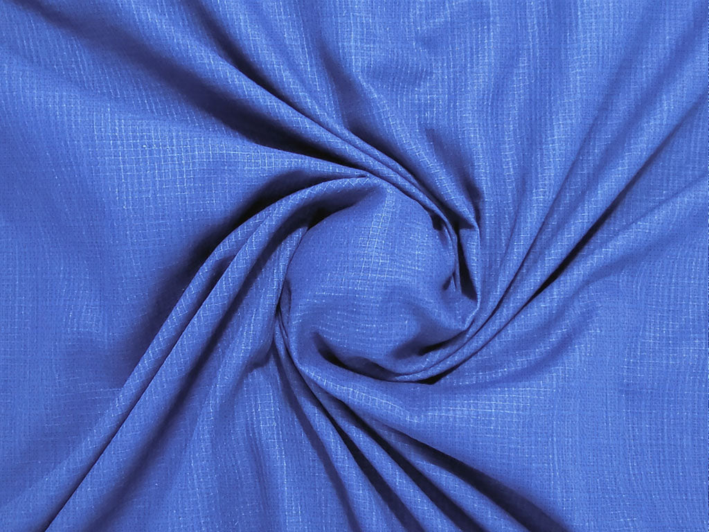 Handwoven Blue Khadi Cotton Ribbed Yarn Dyed Check Fabric