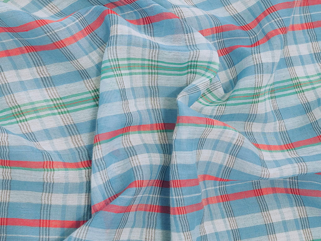 Handwoven Multicolour Fine Cotton Khadi Checks Fabric