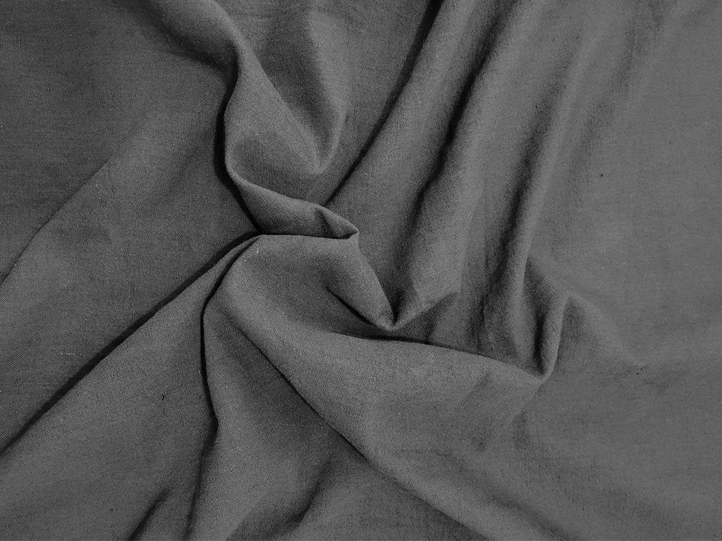Handwoven Khadi Linen Plain Black Fabric