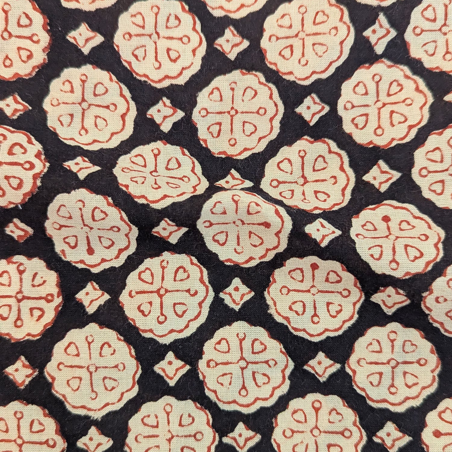 Precut Traditional Geometric Motifs Block Print Cotton Fabric