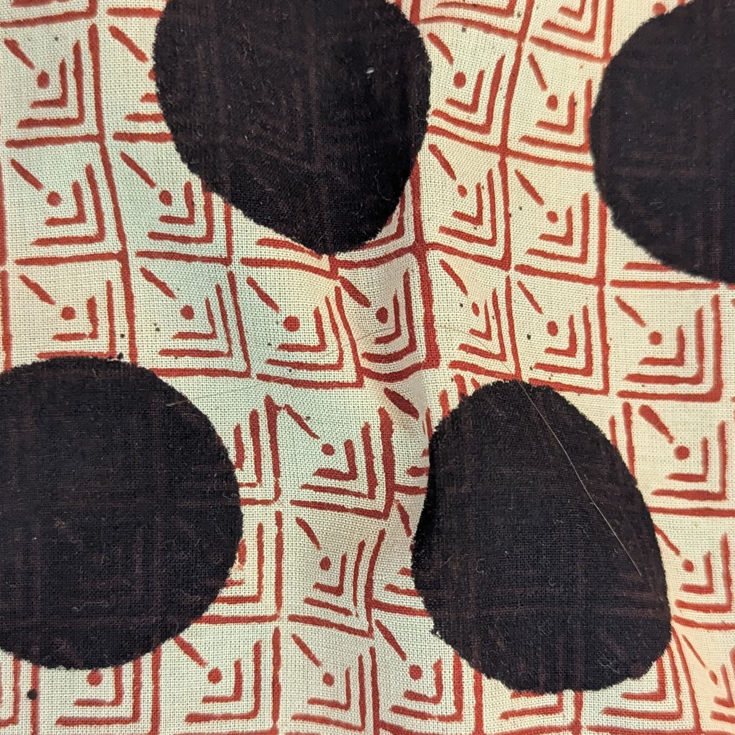 Precut Black Dot & Ethnic Red Pattern Cotton Block Print Fabric