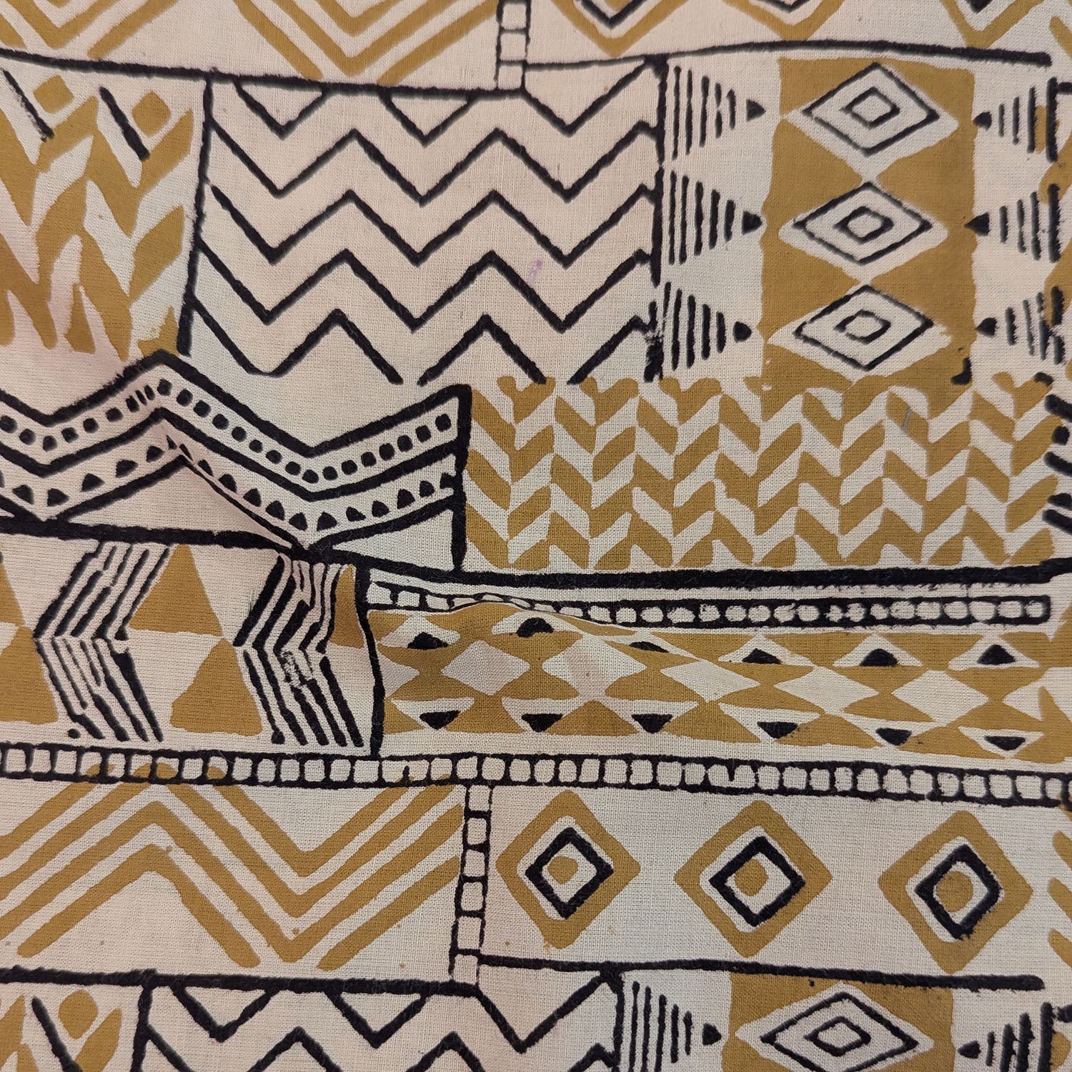 Precut Tribal Geometric Design Cotton Block Print Fabric