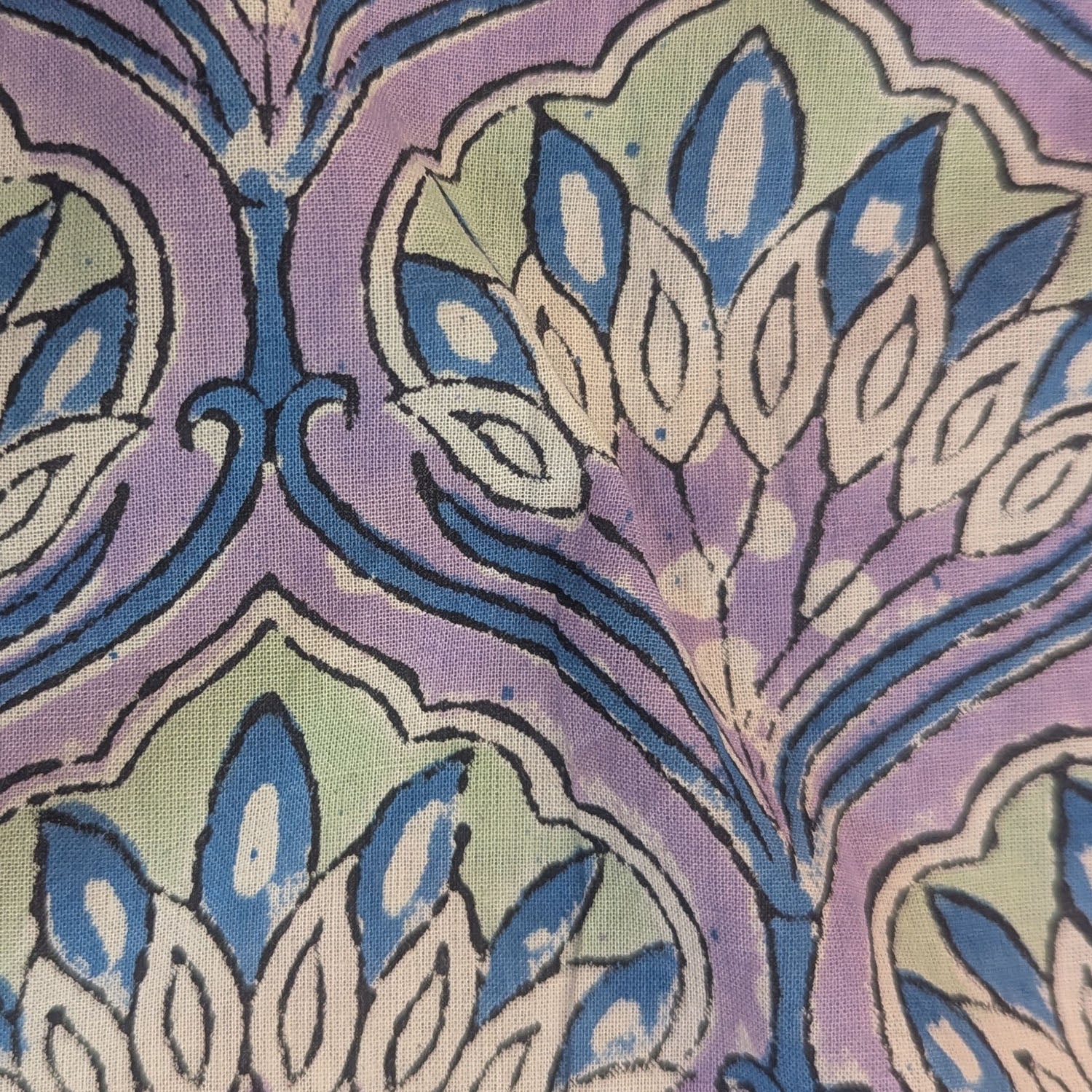 Precut Pastel Lilac Floral Hand Block Printed Cotton Fabric