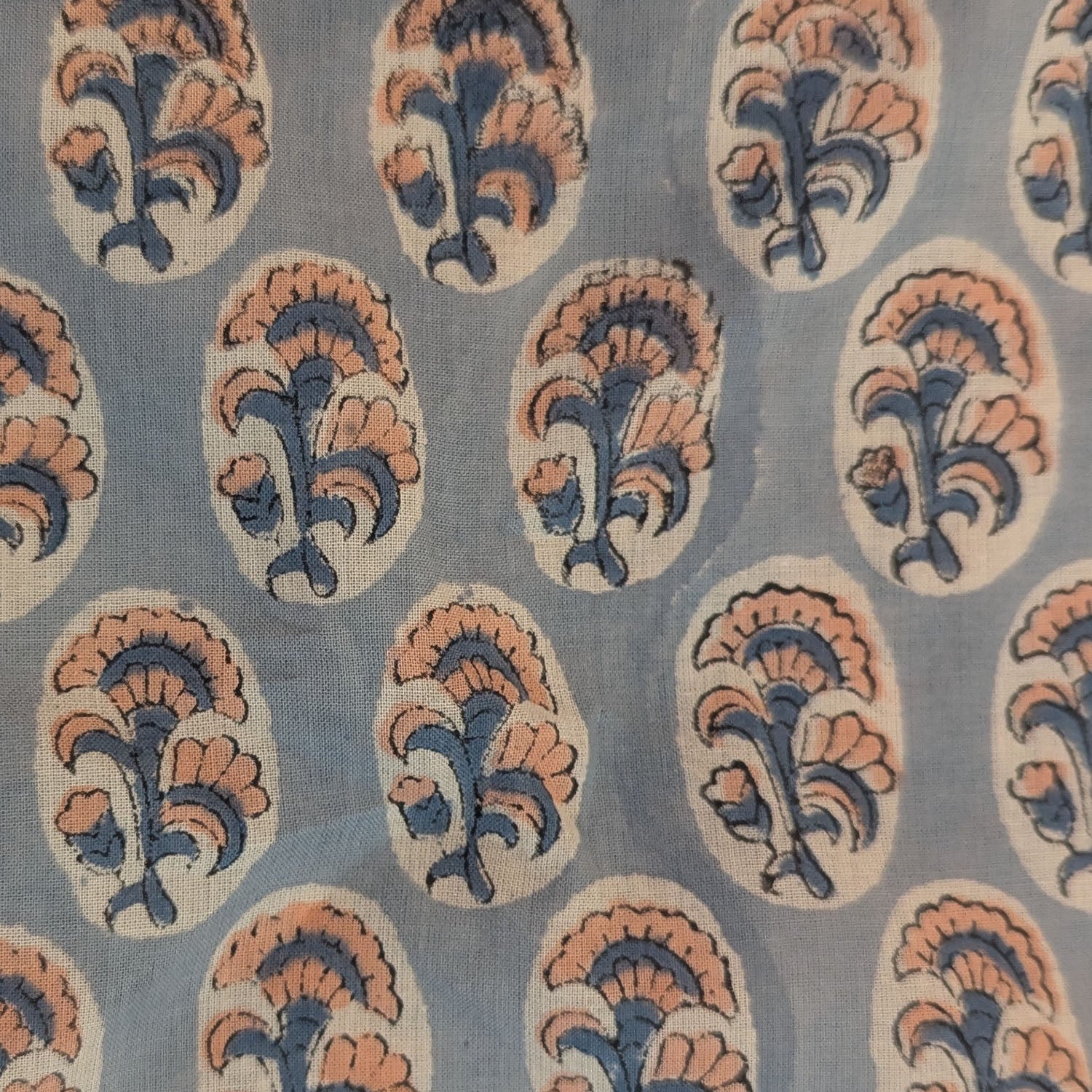 Precut Slate Grey Buta Hand Block Printed Cotton Fabric