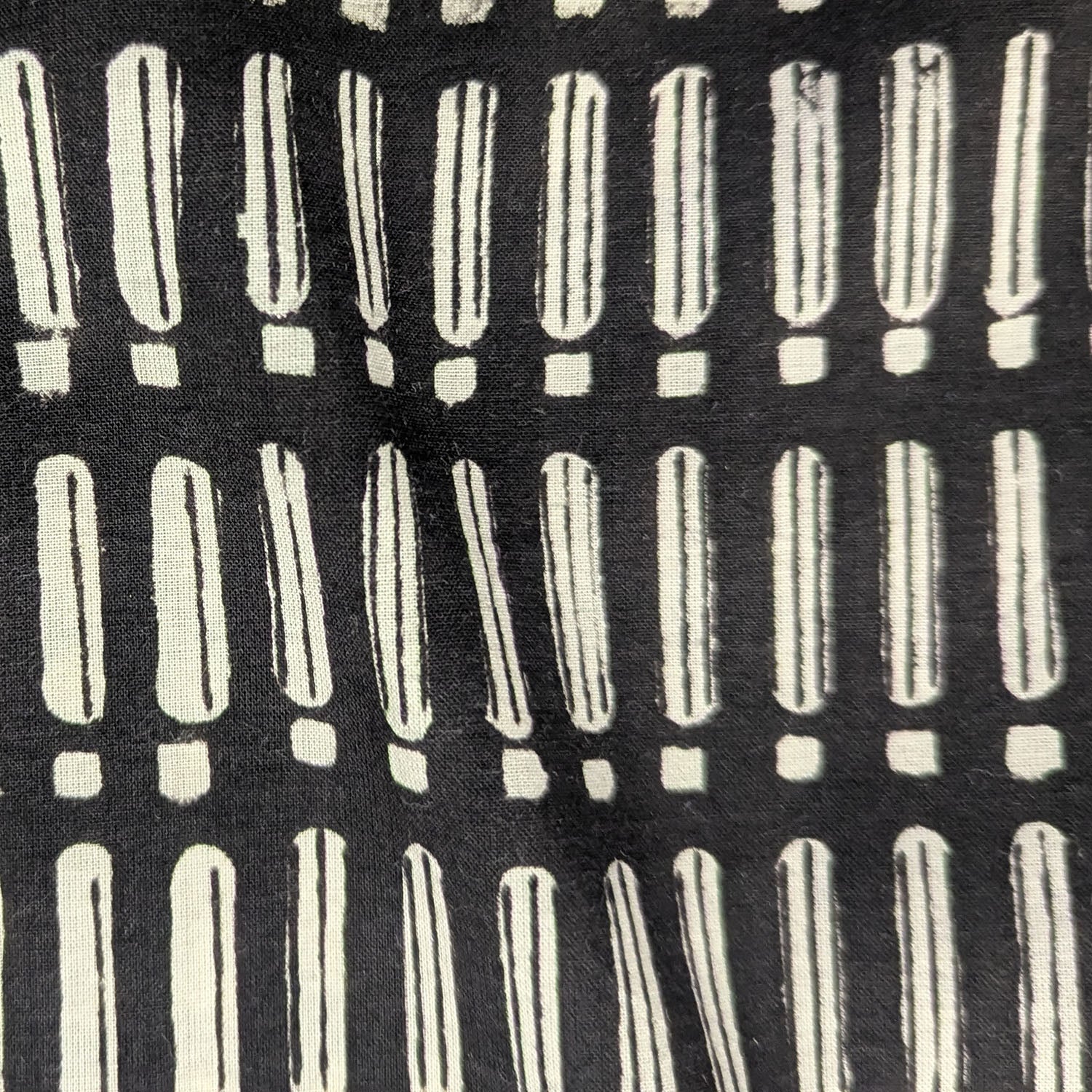 Precut Black & Ivory Linear Motif Hand Block Printed Cotton Fabric