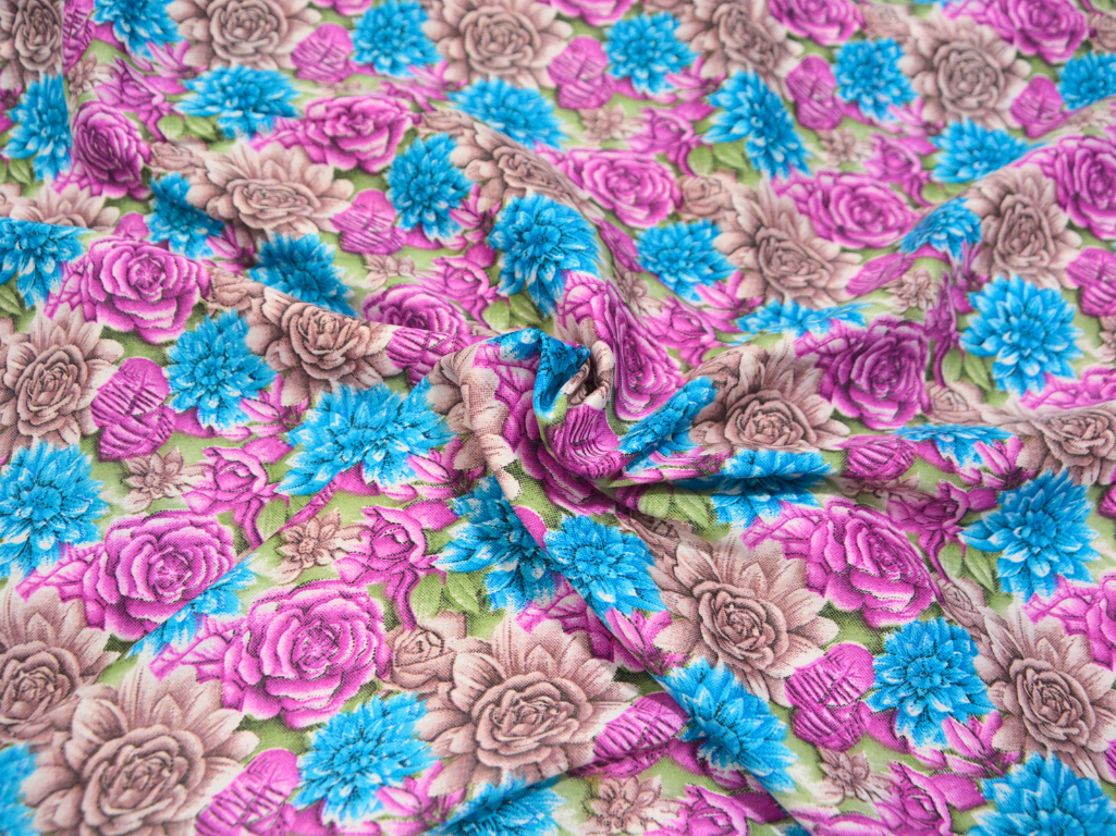 Precut Of 2.5 Meter Multicolour Floral Digitally Printed Butter Crepe Fabric