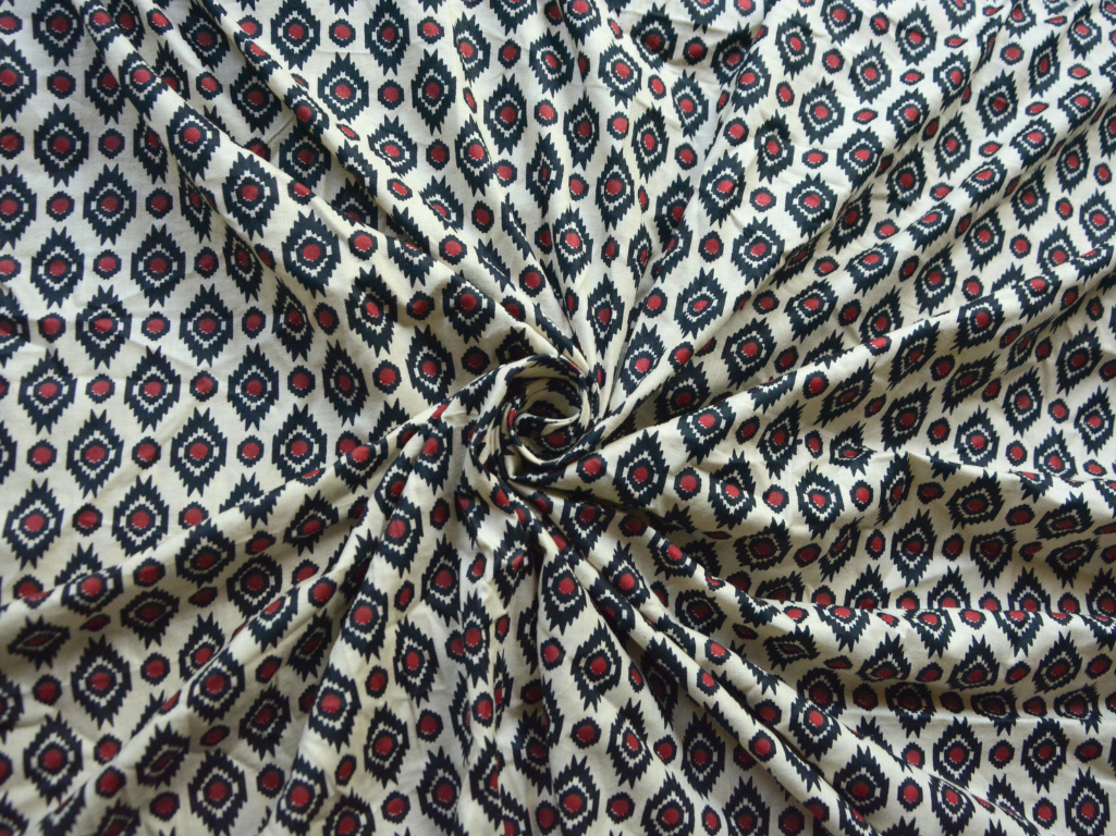 Precut Of 1.5 Meter Multicolor Geometric Printed Pure Cotton Fabric
