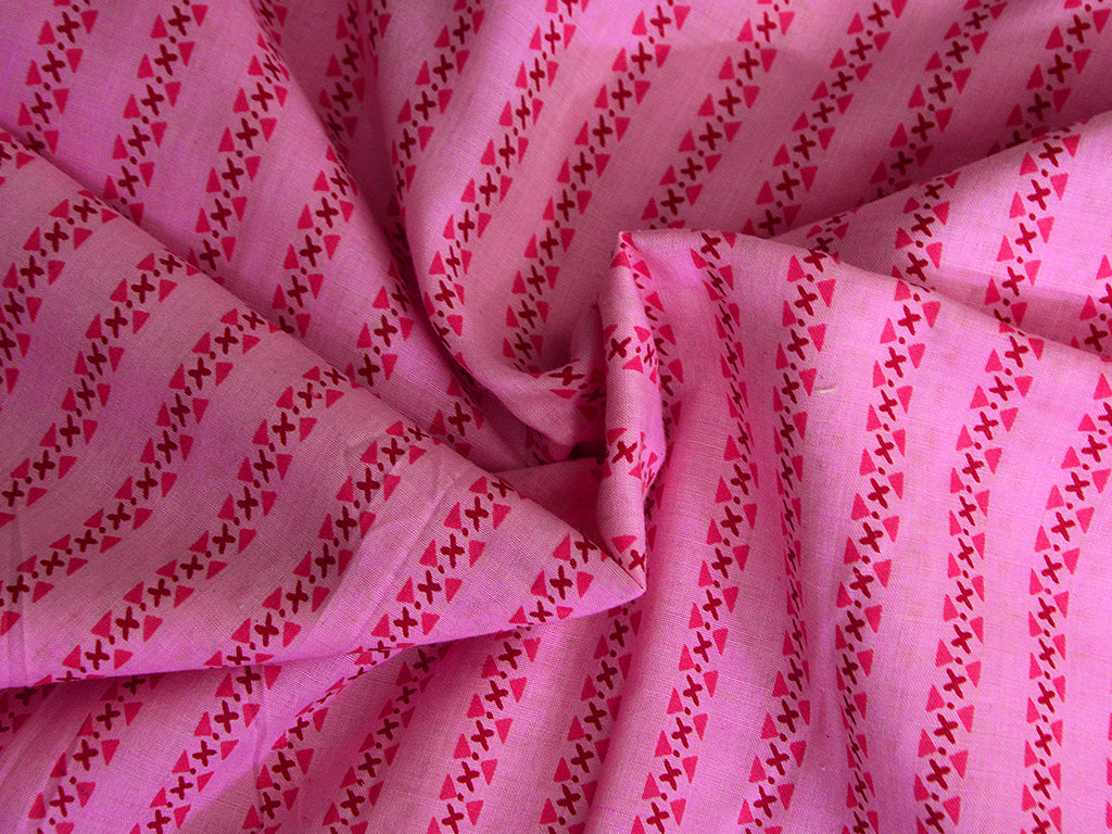 Precut Of Pink Stripes Pure Cotton Fabric