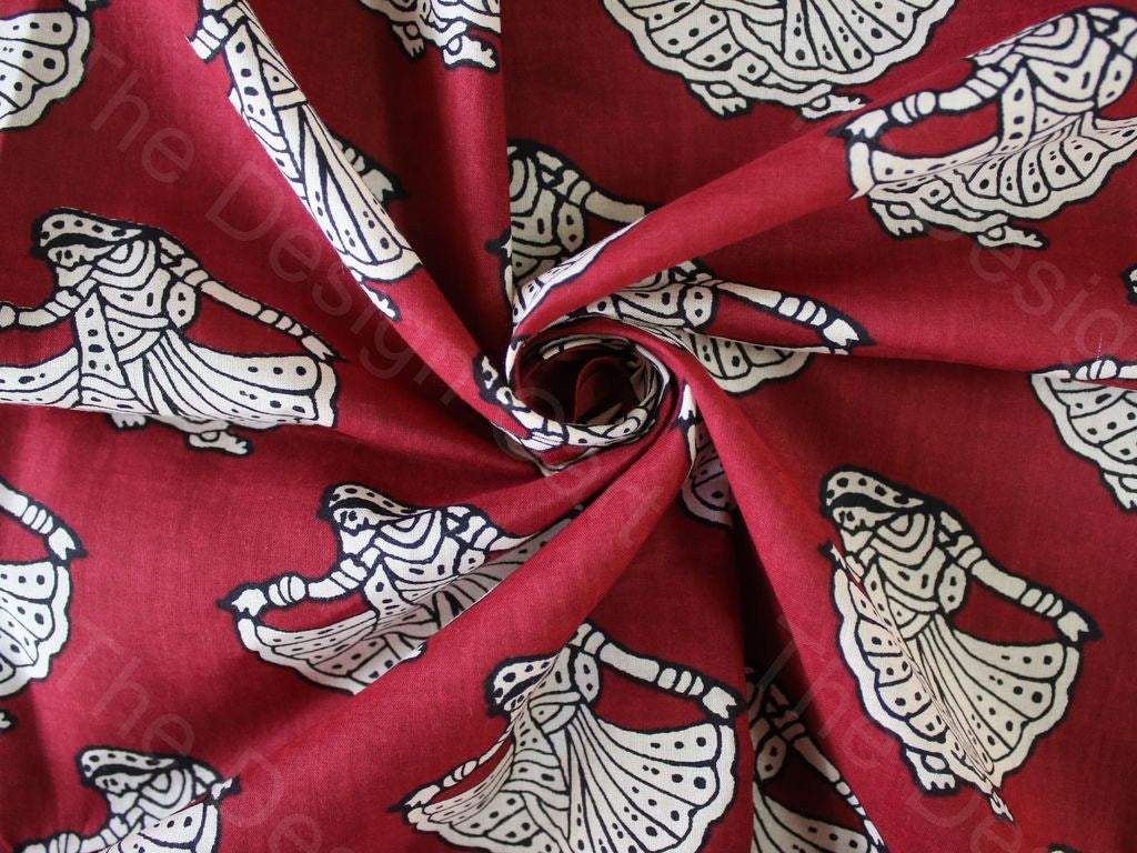 Precut Of 2.5 Meter Red Tribal Design Pure Cotton Fabric