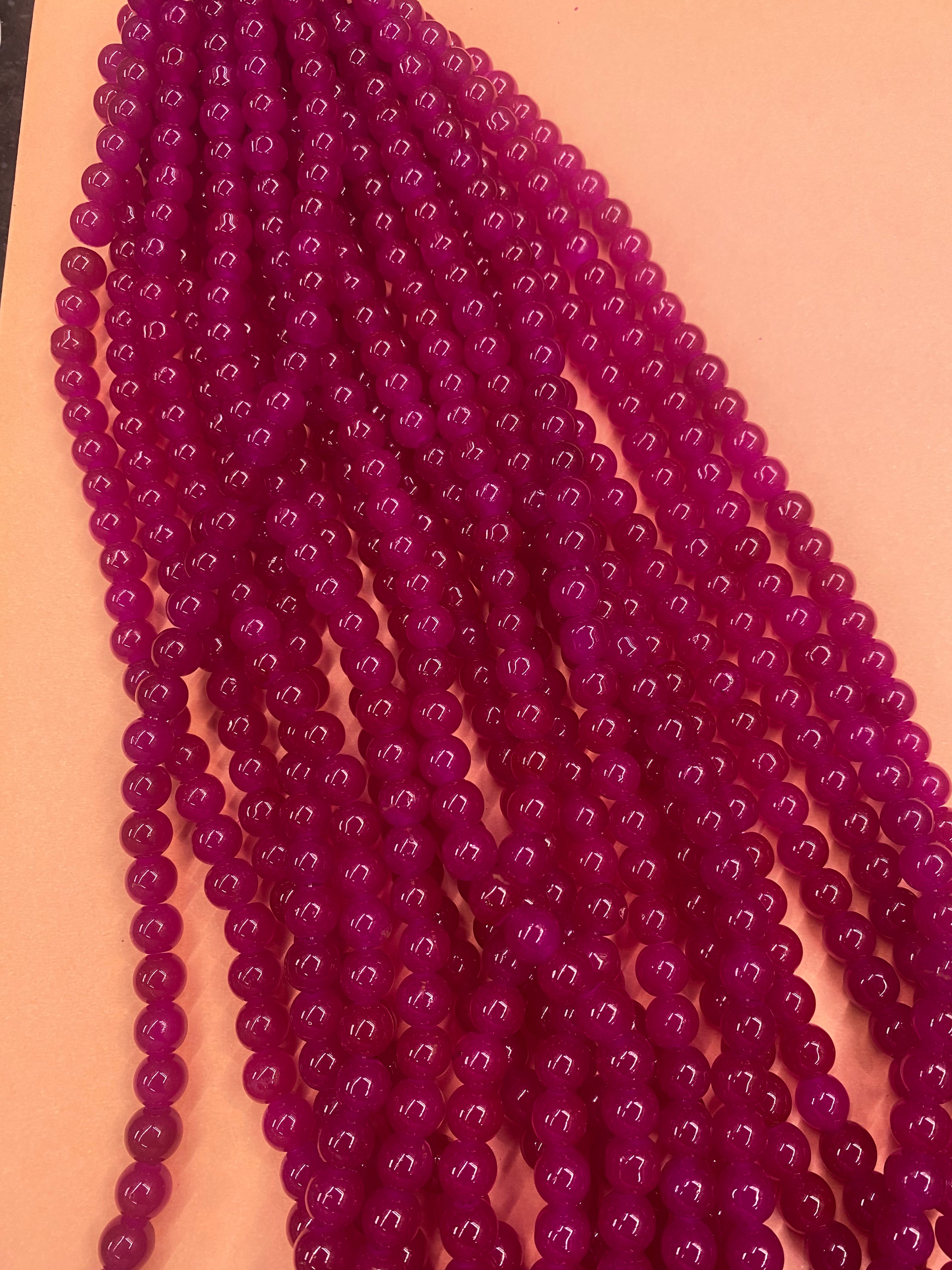 Hot Pink Plastic Pearl Beads