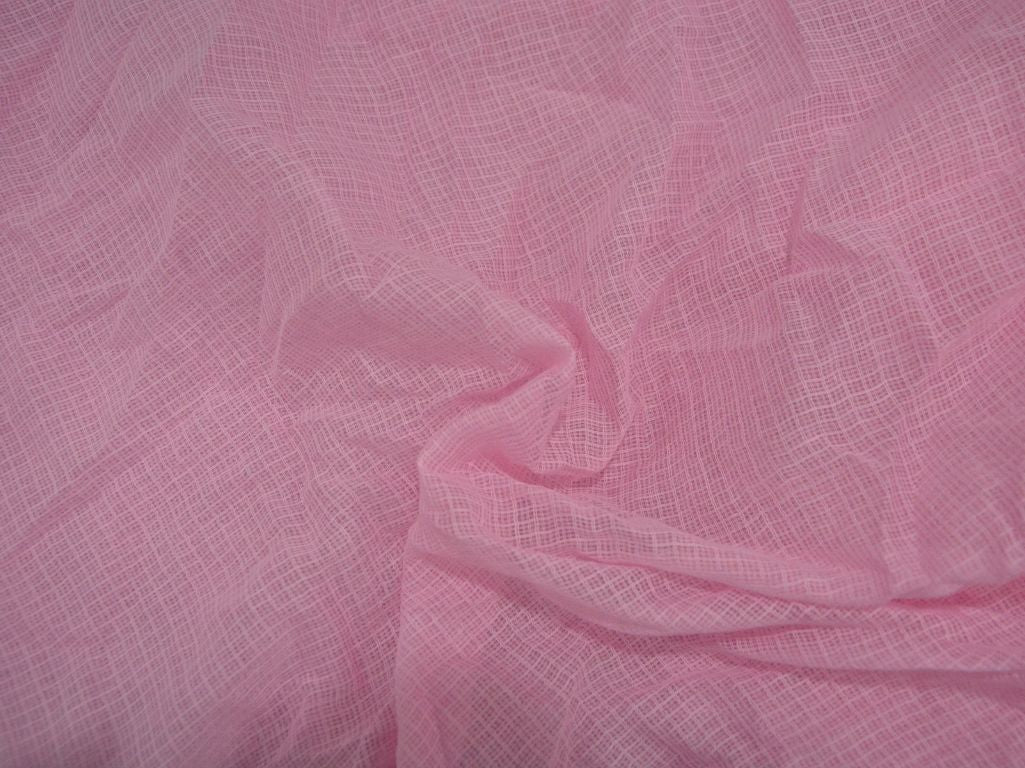 Precut Of 2.5 Meter Light Pink Check Kota Doria Pure Cotton Fabric (Hot Seller)