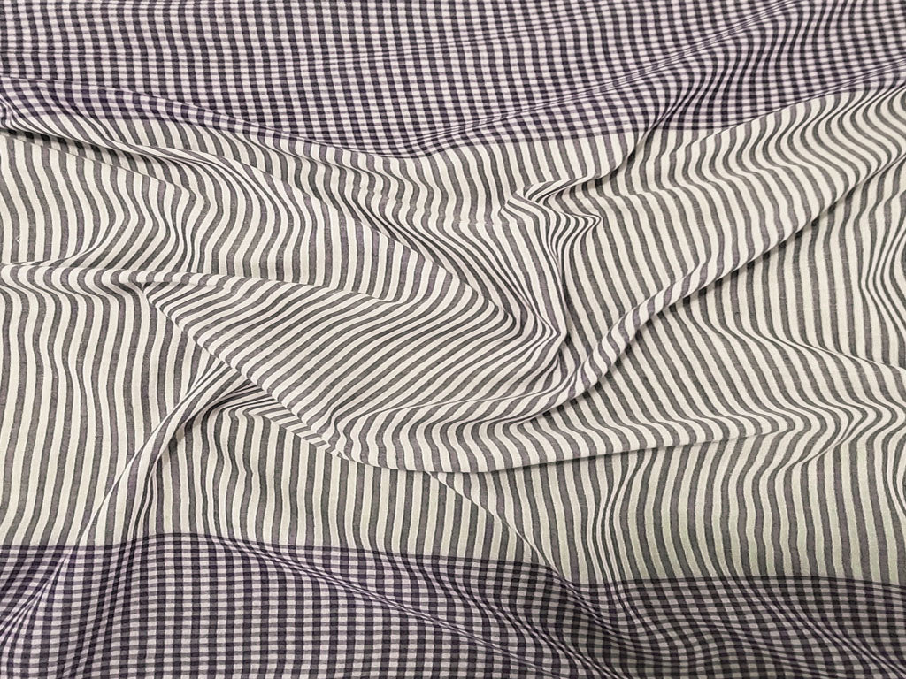 Handwoven Yarn-dyed Cotton Purple Grey and White Checks