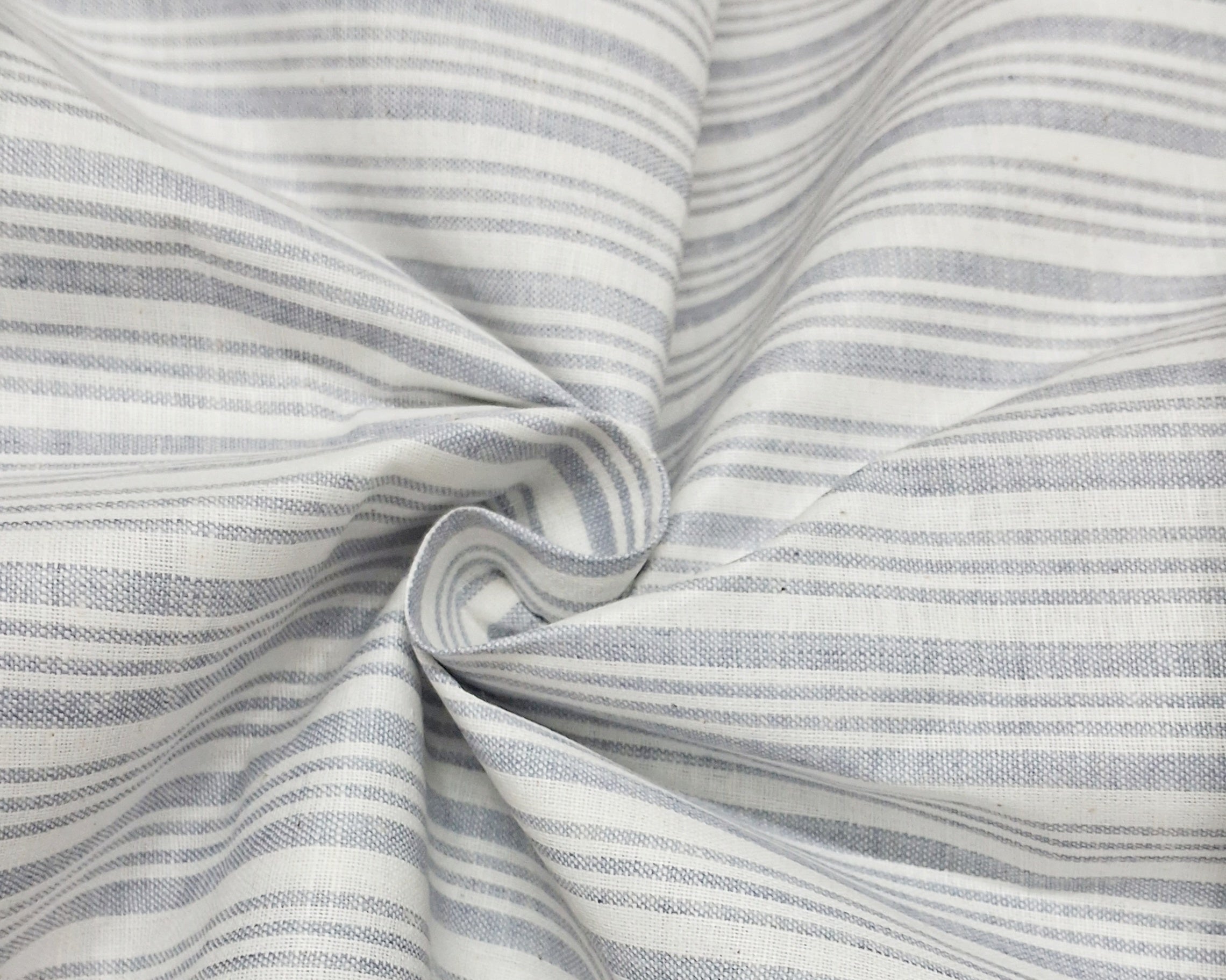 White with Ash Colour Stripes Pure Cotton Fabric