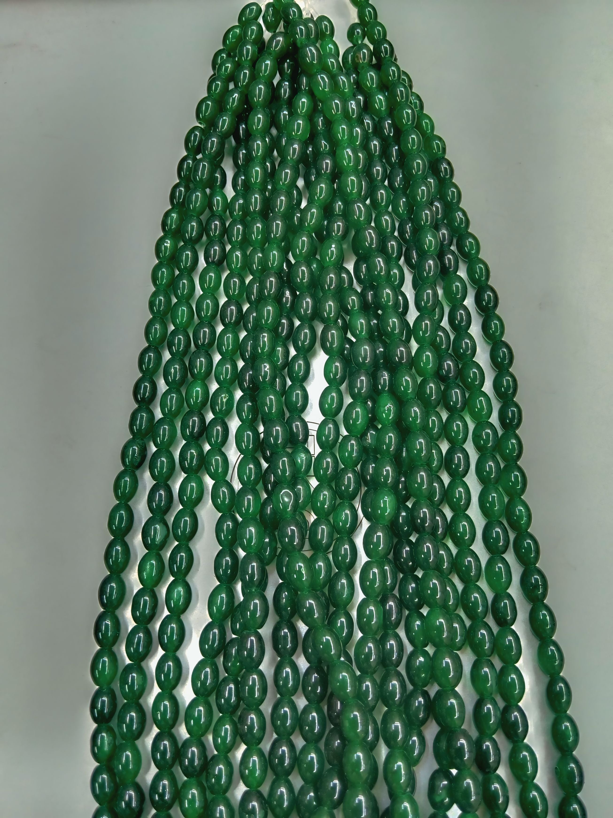 Emerald Green Oval Glass Pearl