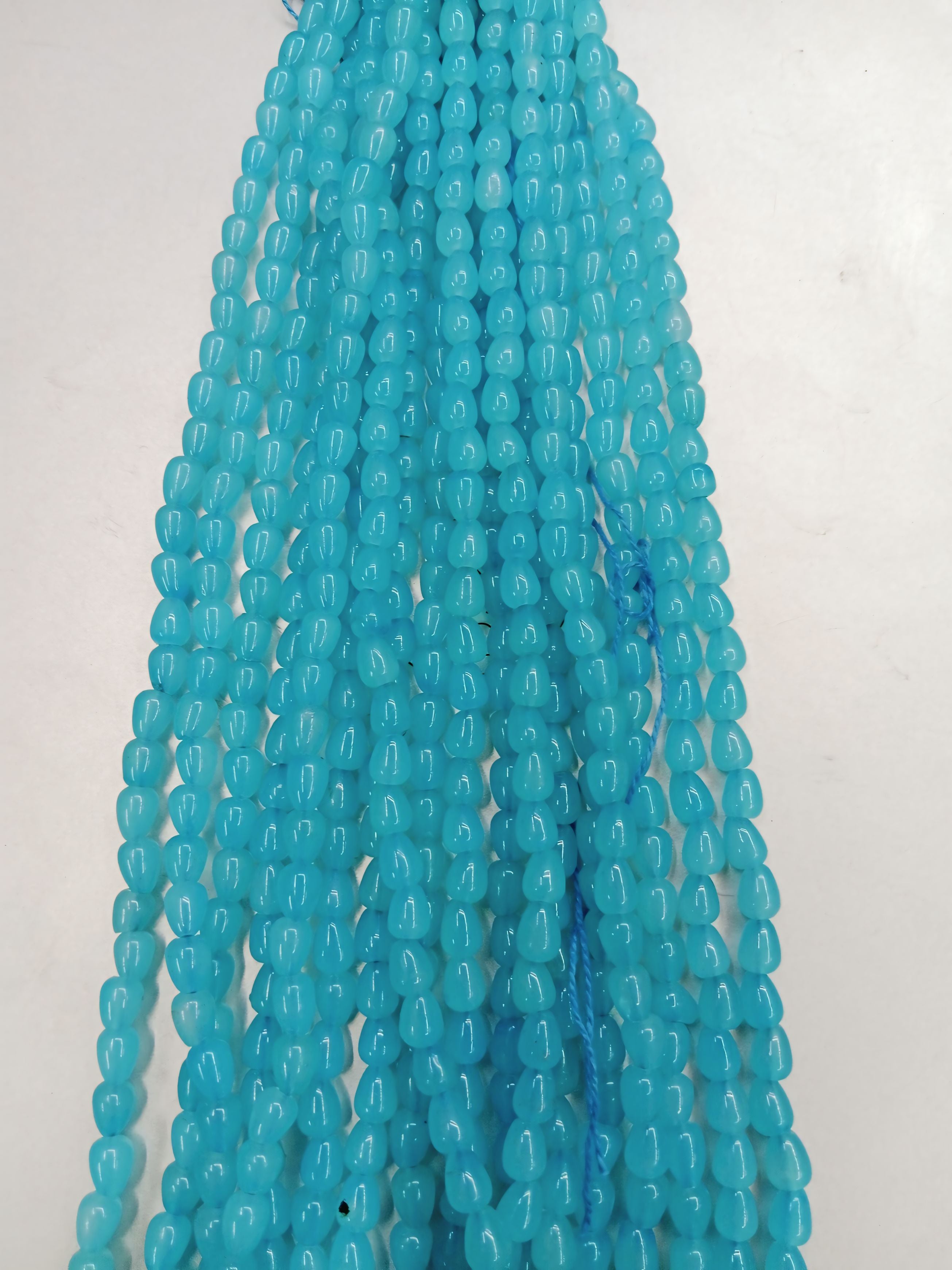 Oval Sky Blue Glass Pearl