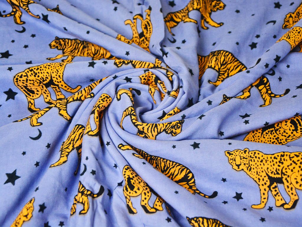 Precut Of Lavender Purple Animals Printed Rayon Fabric