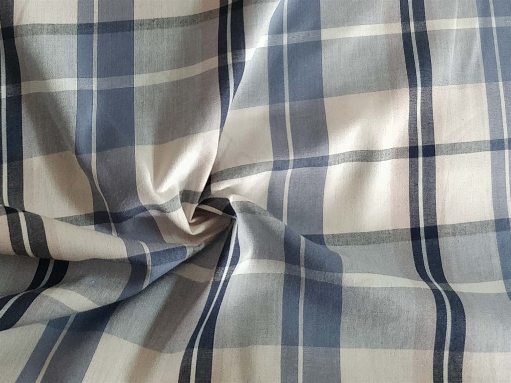Precut Of 0.5 Meter Light Blue White Yarn Dyed Checks Cotton Fabric